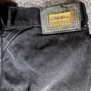 VTG Lawman Western Jeans Women's 15/16 Black Denim High Waist Made in Hong Kong